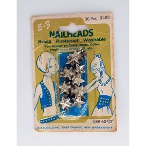 Vintage Nailheads Craft Supplies‎ Lot 1960's Design Brass Stars & Snap Fasteners
